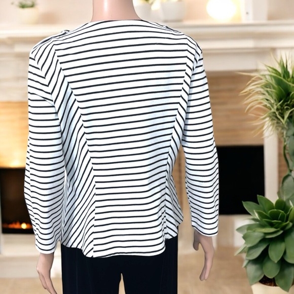 Artex Fashion Black & White Stripe Crossover Nautical Jacket - Picture 15 of 16